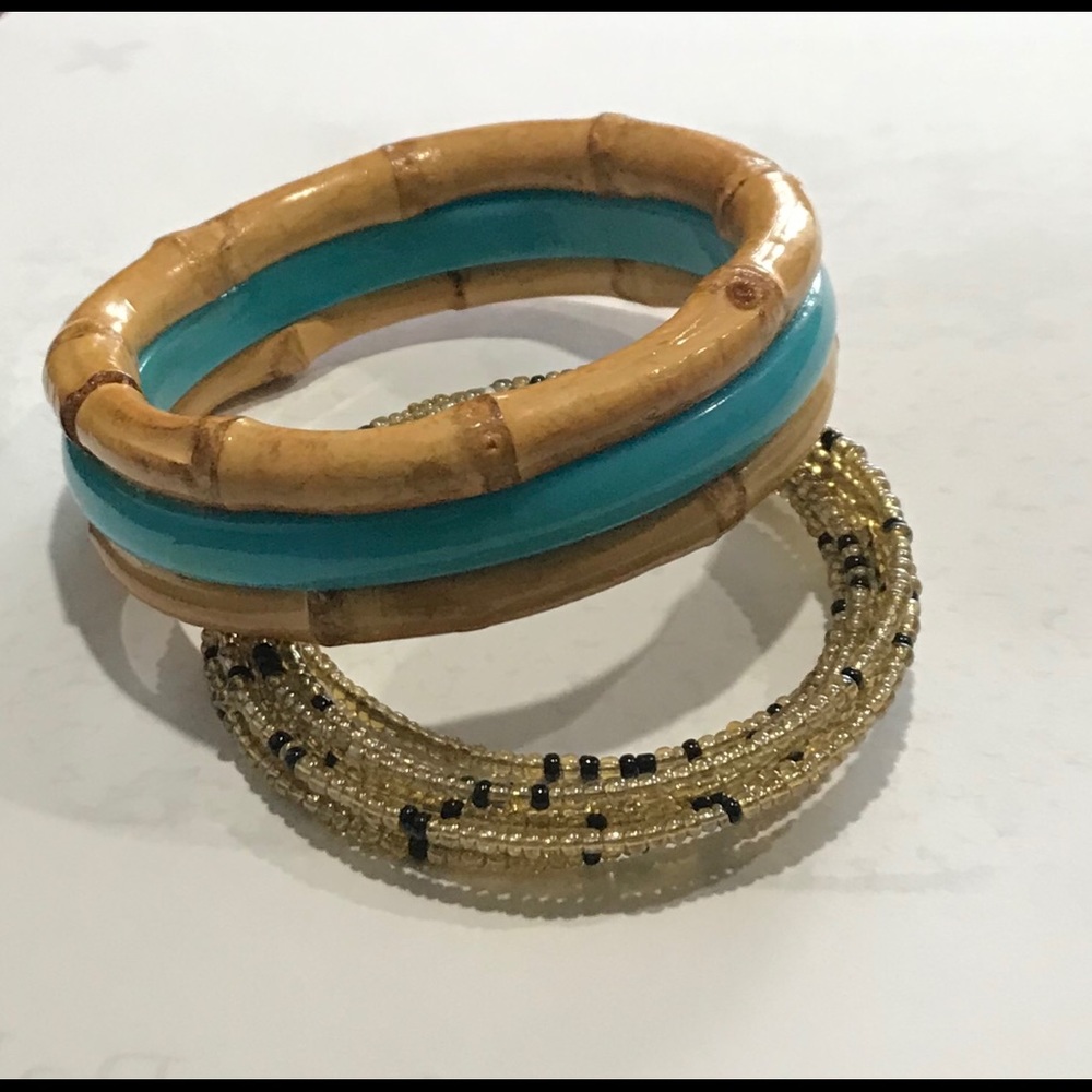 Set of  Bamboo & Seed  Beads  Bracelet.